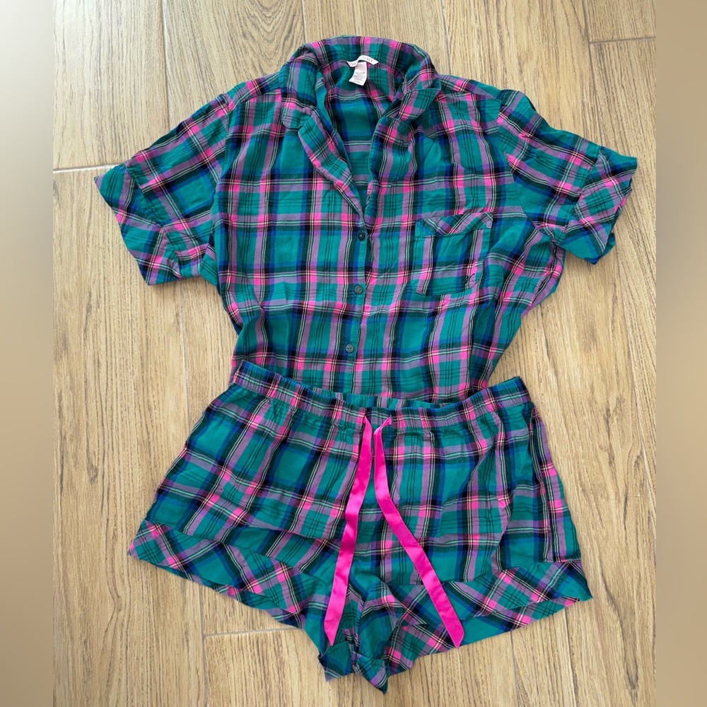 Victoria secret Plaid Button-Up Pajama Set